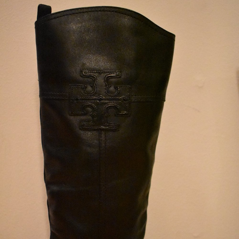 Tory Burch Black Leather High Heels Boots Size 5 - Picture 3 of 8